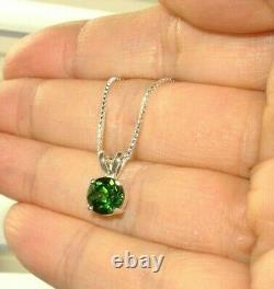 Green Tourmaline Pendant Necklace Earthmined 7mm Gem Us Made Pendant Silver