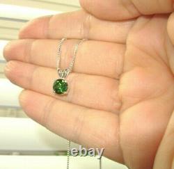 Green Tourmaline Pendant Necklace Earthmined 7mm Gem Us Made Pendant Silver