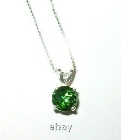 Green Tourmaline Pendant Necklace Earthmined 7mm Gem Us Made Pendant Silver