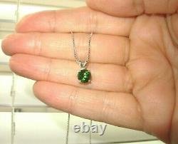 Green Tourmaline Pendant Necklace Earthmined 7mm Gem Us Made Pendant Silver