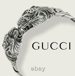 Gucci 8 Sterling Silver Tiger Head Bracelet 100% Authentic 925 Made In Italy