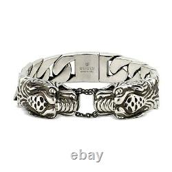 Gucci 8 Sterling Silver Tiger Head Bracelet 100% Authentic 925 Made In Italy