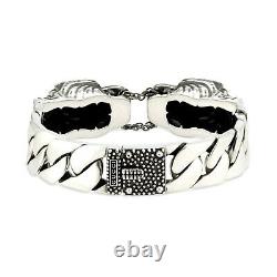 Gucci 8 Sterling Silver Tiger Head Bracelet 100% Authentic 925 Made In Italy