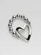Gucci Beaded Chain Heart Ring Sterling Silver Made In Italy New In Box Size 7