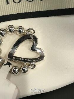 Gucci Beaded Chain Heart Ring Sterling Silver Made In Italy New In Box Size 7