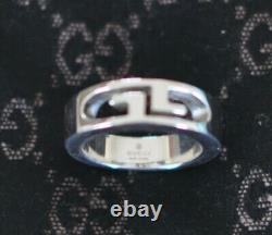 Gucci G Logo Ring Sterling Silver 925 Size 8 1/2 US Gucci Size 19 Made Italy