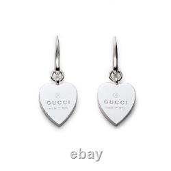 Gucci Heart Trademark Earrings Sterling Silver Made In Italy New In Box
