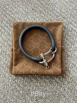 Gucci Leather & Sterling Silver Bracelet Made In Italy