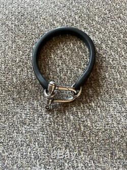 Gucci Leather & Sterling Silver Bracelet Made In Italy