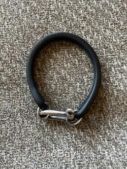 Gucci Leather & Sterling Silver Bracelet Made In Italy