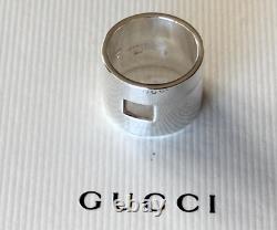 Gucci Ring Wide Band Cutout Sterling Silver 925 Size 7 US Made in Italy Vintage