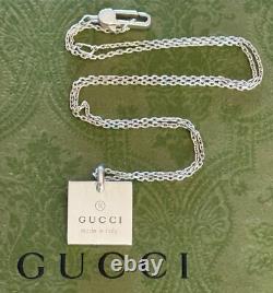 Gucci Square Pendant & Necklace 19 Sterling Silver 925 Made in Italy