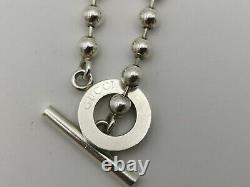 Gucci Sterling Silver 925 Boule Necklace Engraved Logo 42CM Made in Italy 1697