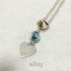 Gucci Sterling Silver 925 Heart & Blue Topaz Pendant Necklace Made in Italy