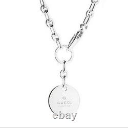 Gucci Sterling Silver Trademark Drop Necklace Made In Italy New In Box