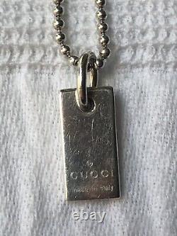 Gucci Women's Sterling Silver Dog Tag bracelet with gucci made in italy on tag