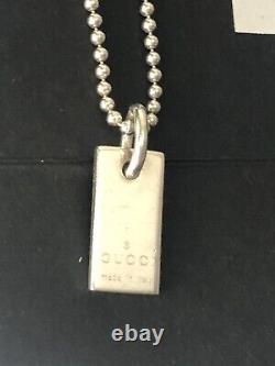 Gucci Women's Sterling Silver Dog Tag bracelet with gucci made in italy on tag