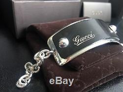 Gucci Women's Sterling Silver & Wood Bracelet $580 Retail! Made In Italy