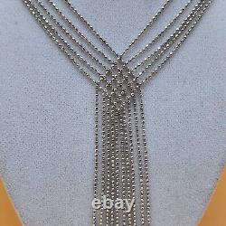 HAN Made in ITALY Sterling Silver 925 Multi Strands Necklace 22g Excellent