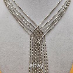 HAN Made in ITALY Sterling Silver 925 Multi Strands Necklace 22g Excellent