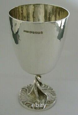 HAND MADE ENGLISH STERLING SILVER ARTS AND CRAFTS CHALICE GOBLET 2002 196g