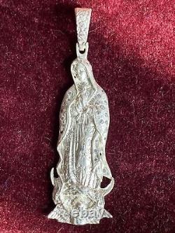 HAND MADE TAXCO 925 Sterling Silver Virgen de Guadalupe Virgin Mary Pendant