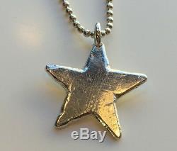 HAND MADE maxi star pendant BEATEN STERLING SILVER NECKLACE London Hallmarked