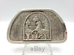 HEAVY Solid Sterling Silver Art Belt Buckle 182.4 grams! Made in USA