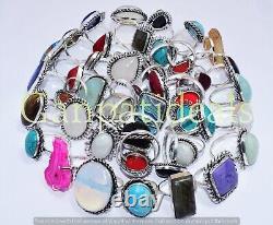 HUGE BULK SALE Wholesale 500Pcs Mix Gemstone Ring Lot 925 Sterling Silver Plated