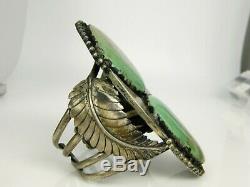 HUGE Vintage Native American Turquoise Sterling Silver Hand Made Cuff Bracelet