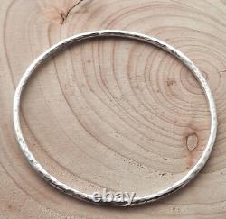 Hammered bangle solid Sterling silver hallmarked 14.8g 3mm width. English made