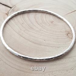 Hammered bangle solid Sterling silver hallmarked 14.8g 3mm width. English made