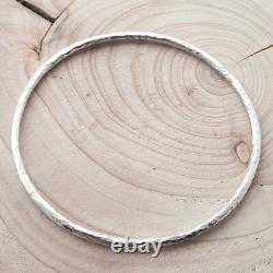 Hammered bangle solid Sterling silver hallmarked 14.8g 3mm width. English made