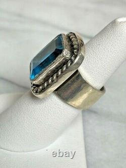 Hand Made 925 Sterling Silver & 10 Carat Blue Topaz Ring Size 6.5