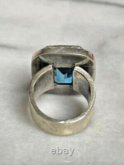 Hand Made 925 Sterling Silver & 10 Carat Blue Topaz Ring Size 6.5