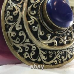 Hand Made 925 Sterling Silver Necklace Pendant With Blue Malachite Stone