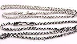 Hand Made 925 Sterling Silver Wheat Profiled Wire Chain Thickness 3mm-All length