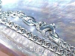 Hand Made. 925 Sterling Silver Wheat Profiled Wire Chain Thickness 4mm-23 inches