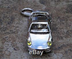 Hand Made Argentium Sterling Silver Porsche 911 GT2 High End Keychain Key Ring