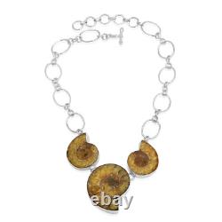 Hand Made Artisan Crafted Sterling Silver Ammonite Jewelry Necklace with toggle