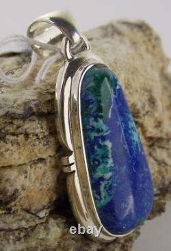 Hand Made Azurite/Malachite Sterling Silver Pendant Arizona 22420