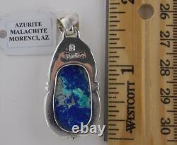 Hand Made Azurite/Malachite Sterling Silver Pendant Arizona 22420