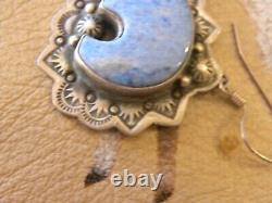 Hand Made Denim Lapis Sterling Silver Bear Earrings 1-1/2 Gary G