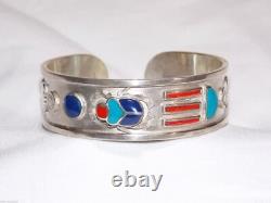 Hand Made Egyptian Bracelet Solid Sterling Silver Bracelet with Precious Scarab