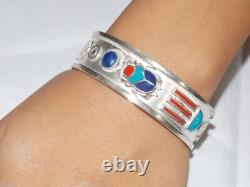 Hand Made Egyptian Bracelet Solid Sterling Silver Bracelet with Precious Scarab