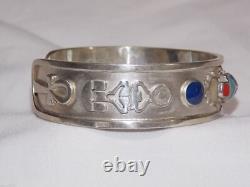 Hand Made Egyptian Bracelet Solid Sterling Silver Bracelet with Precious Scarab