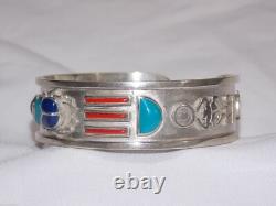 Hand Made Egyptian Bracelet Solid Sterling Silver Bracelet with Precious Scarab