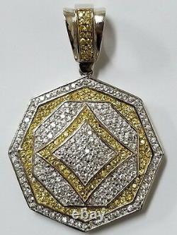 Hand Made Extra Large Sterling Silver pave CZ Men's Pendant 18k Gold Plate 60 mm