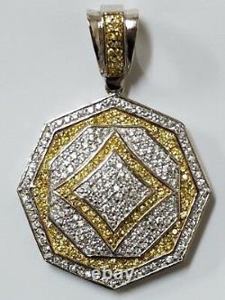 Hand Made Extra Large Sterling Silver pave CZ Men's Pendant 18k Gold Plate 60 mm