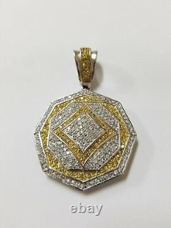 Hand Made Extra Large Sterling Silver pave CZ Men's Pendant 18k Gold Plate 60 mm